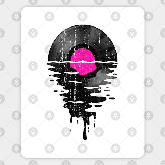 Cool Music Vinyl Record Retro Vintage Pink Magnet by Nerd_art